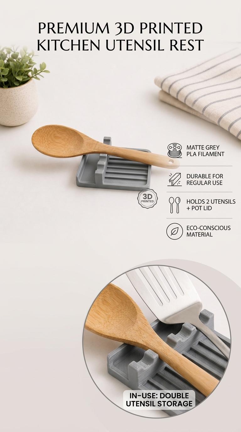 Repose-ustensiles imprimé en 3D | Organisateur de comptoir de cuisine, égouttoir
