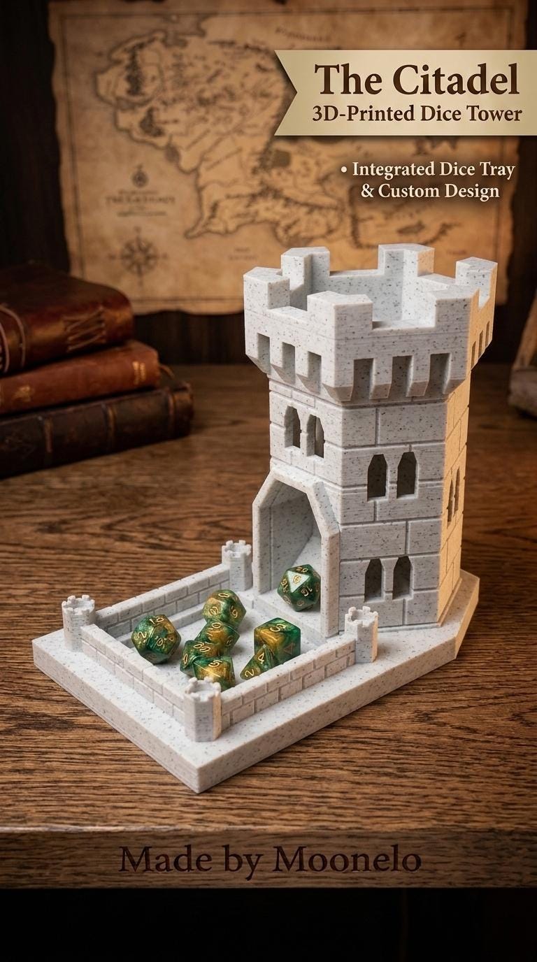 Tour et plateau à dés médiévaux | Accessoire de jeu D&D, MTG, Daggerheart
