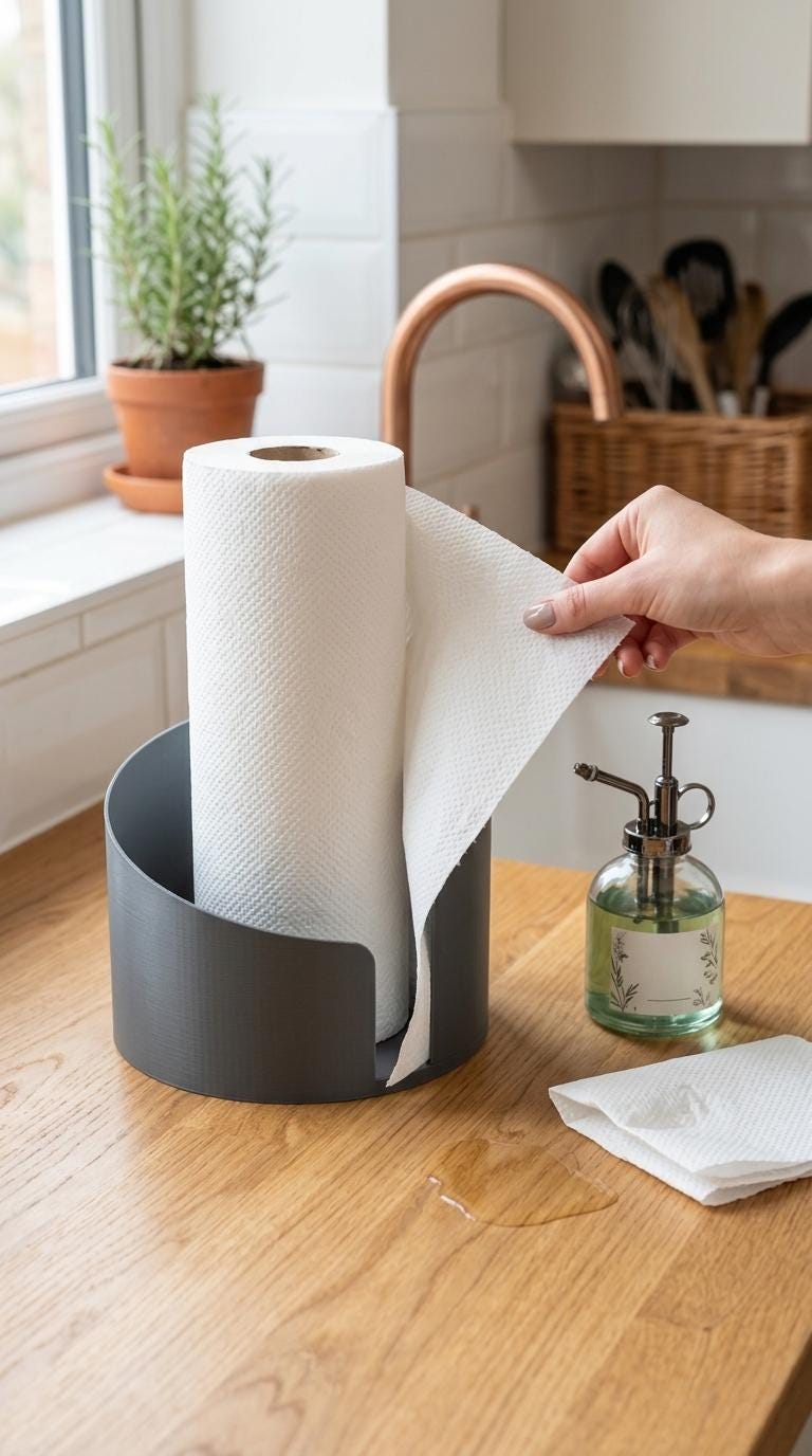 Support d'essuie-tout moderne imprimé en 3D | Accessoire d'organisation de comptoir de cuisine