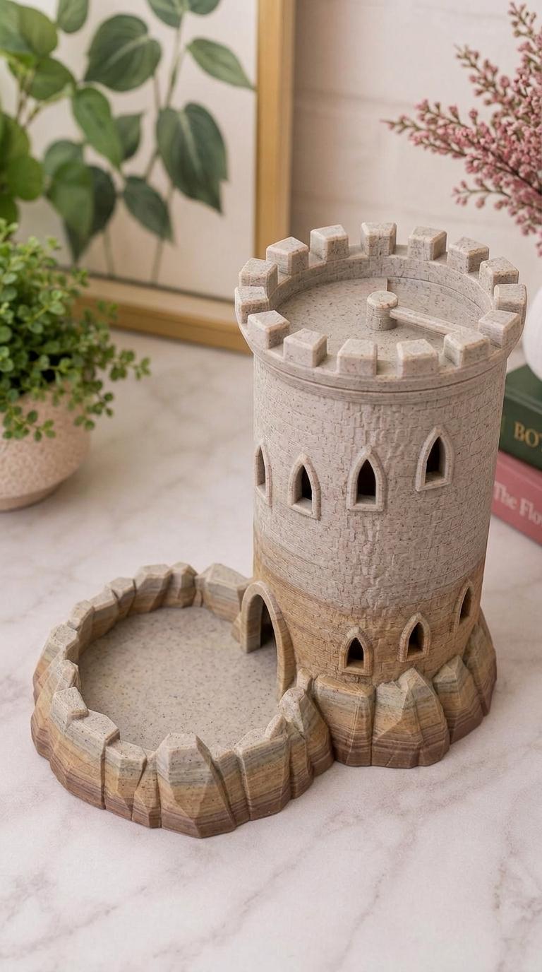 Tour à dés et plateau de maître de donjon | Accessoire de jeu de rôle médiéval
