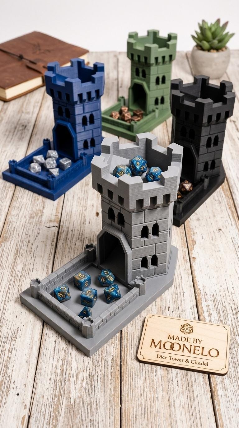 Tour et plateau à dés médiévaux | Accessoire de jeu D&D, MTG, Daggerheart