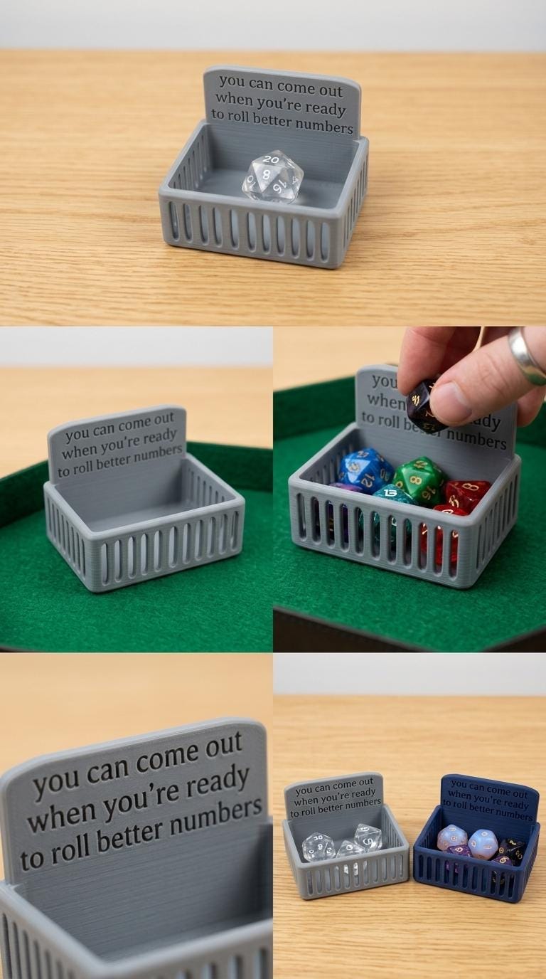 Prison à dés imprimée en 3D | Plateau de JdR pour D&D, Pathfinder, Daggerheart