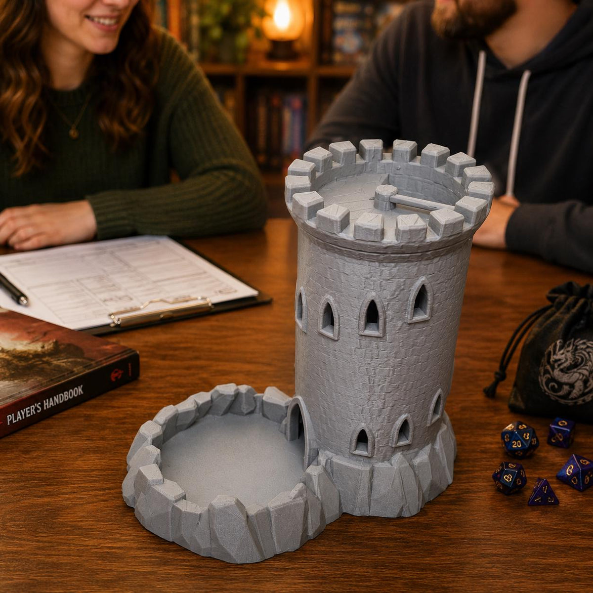 Tour à dés et plateau de maître de donjon | Accessoire de jeu de rôle médiéval