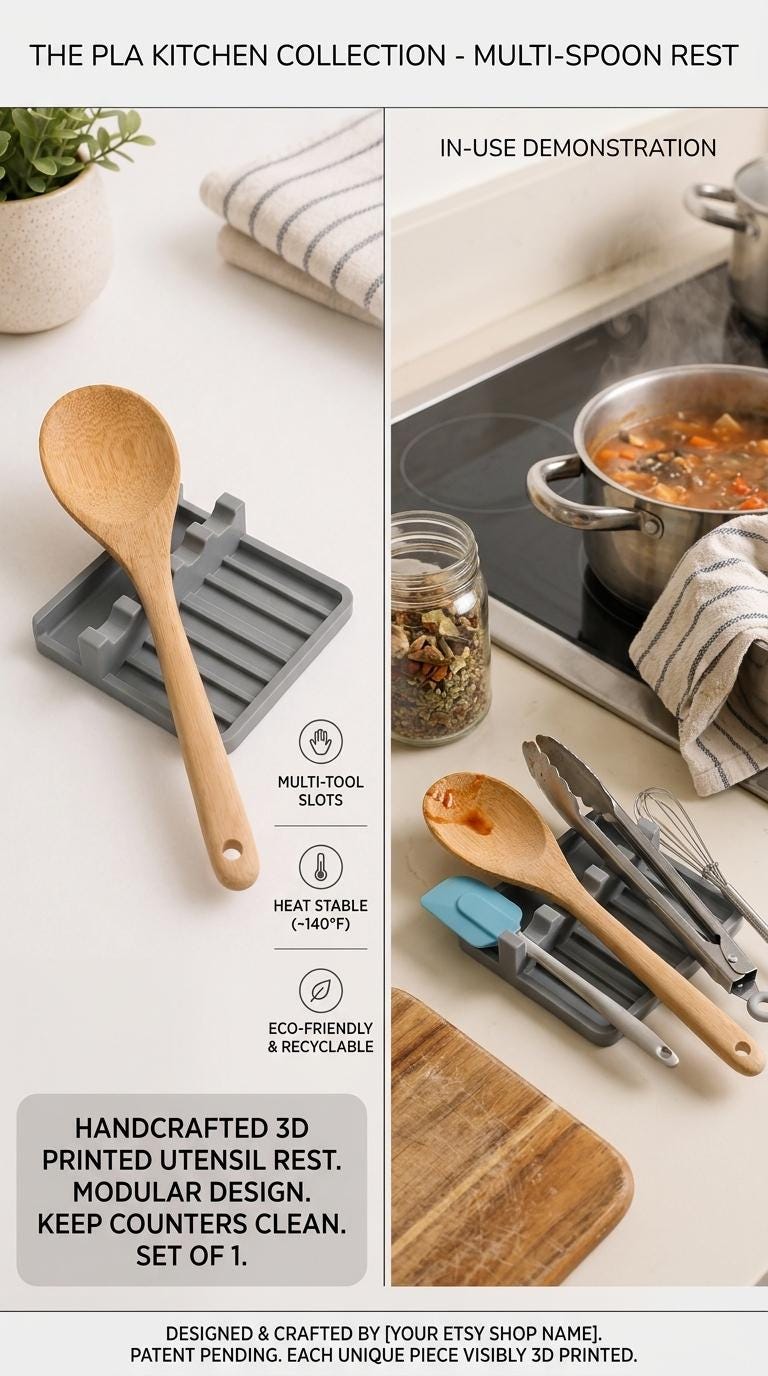 Repose-ustensiles imprimé en 3D | Organisateur de comptoir de cuisine, égouttoir