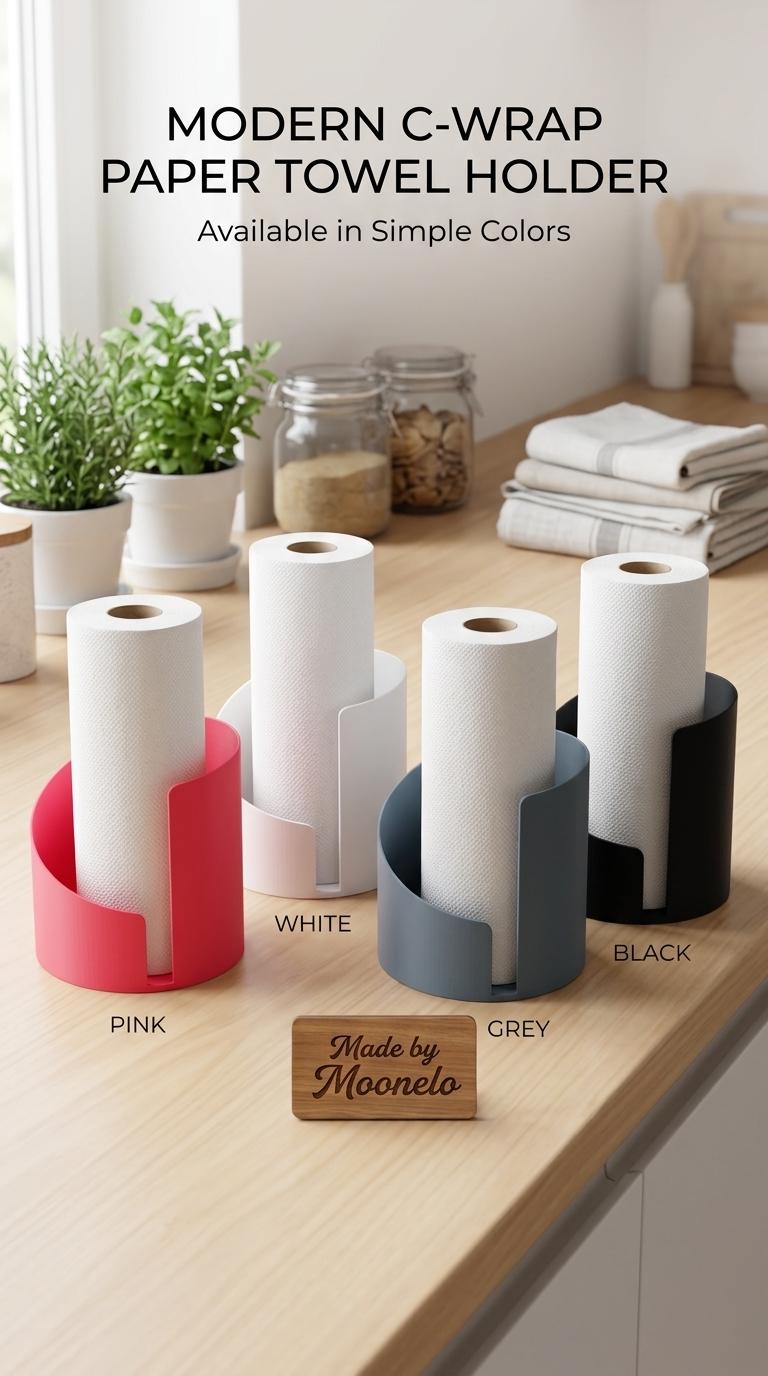 Support d'essuie-tout moderne imprimé en 3D | Accessoire d'organisation de comptoir de cuisine