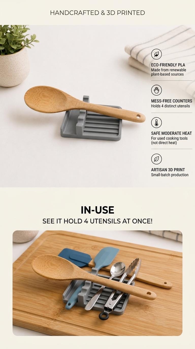 Repose-ustensiles imprimé en 3D | Organisateur de comptoir de cuisine, égouttoir