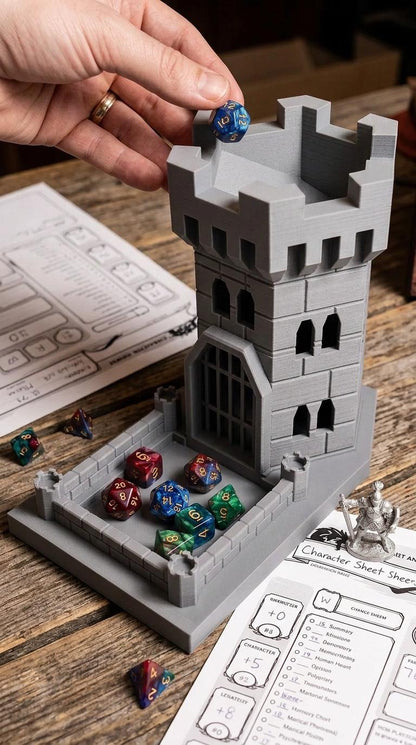 Tour et plateau à dés médiévaux | Accessoire de jeu D&D, MTG, Daggerheart