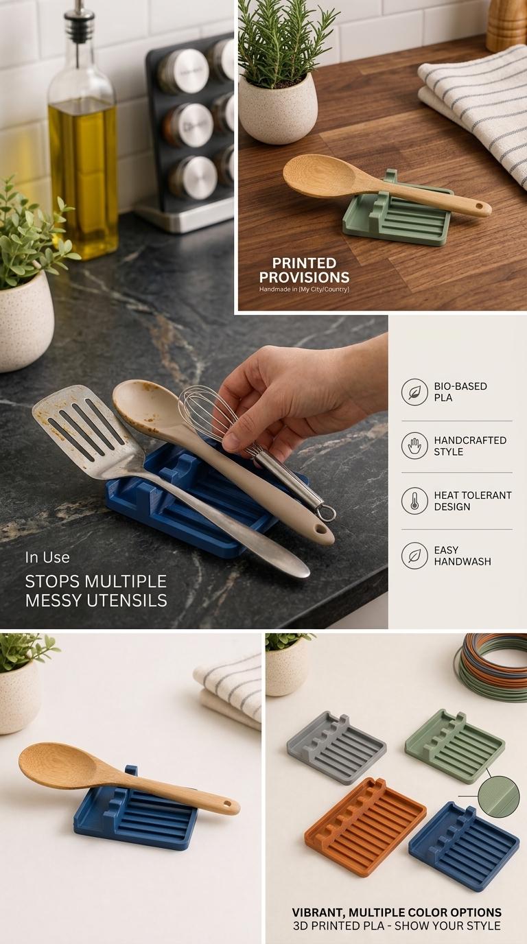Repose-ustensiles imprimé en 3D | Organisateur de comptoir de cuisine, égouttoir