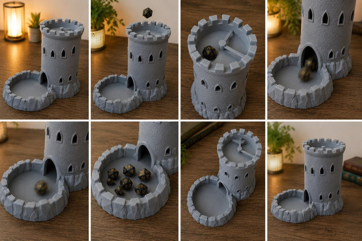 Tour à dés et plateau de maître de donjon | Accessoire de jeu de rôle médiéval